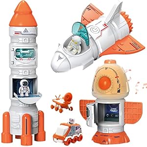 Mostop Space Shuttle Rocket Toys for Kids Rocket Ship Toys with Light and Blast Off Sound Effects, Space Adventure Toys with Spraying & Projection Function, Kids Science Educational Toys