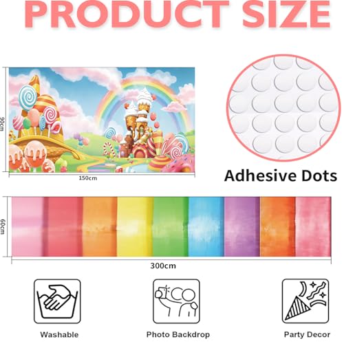 Set 2 Pzs Fondos y Alfombra Candyland 59x35.4 in miniatura 7