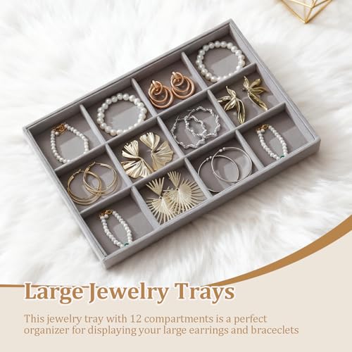 Image of Large Velvet Jewelry Tray Display Drawer Inserts 2 Pack