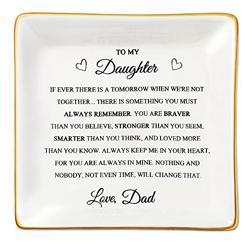 JoycuFF Jewelry Trinket Dish Tray for Daughter Unique Daughter Gifts for Women Birthday Mother's Day Thanksgiving Day Christmas To My Daughter from Dad