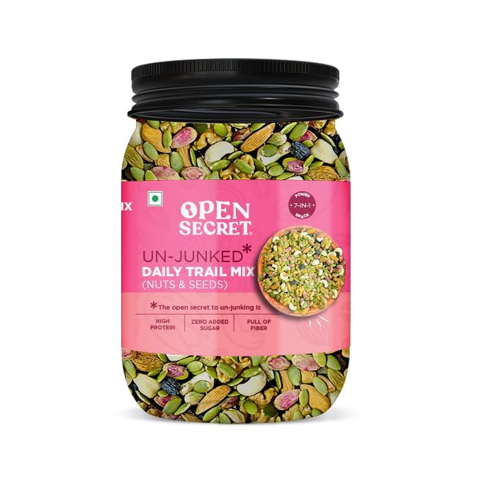 Image of Open Secret Premium Trail Mix | 1Kg | 7 Superfood in 1 Mix | Dry Fruits Mixed pack, Mixed Dry Fruits Contains Pumpkin seeds, Walnut, Cashew, Almond, Pista, Black Raisins & Green Raisins (Pack of 1)