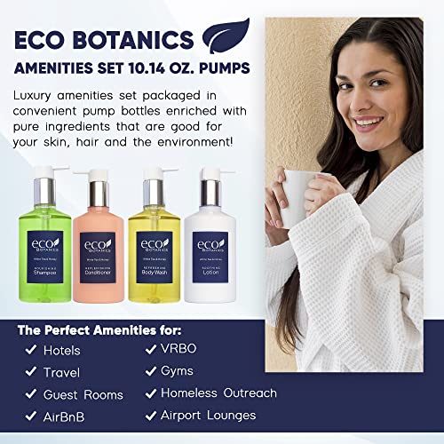 Eco Botanics Amenities Set,10.14 Oz. Pumps (1 Of Each) Shampoo, Conditioner, Hand/Body Wash, And Lotion (Set Of 4) #TOP1