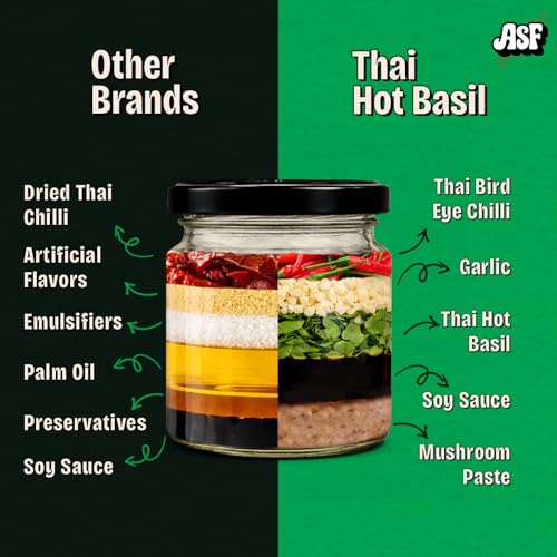 Image of ASF Thai Hot Basil Sauce, 180g | Thai Cooking Sauce for Noodles, Fried Rice & Tofu Stir Fry | No Palm Oil | 100% Vegan | No Preservatives | Clean Label | Conceptualized in the UAE