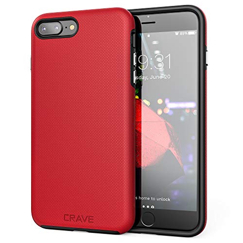 Crave iPhone 8 Plus Case, iPhone 7 Plus Case, Dual Guard Protection Series Case for Apple iPhone 8/7 Plus (5.5 Inch) - Red