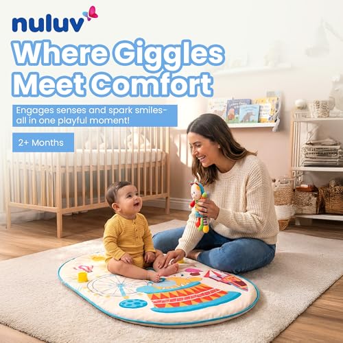 Image of Baby Play Gym & Activity Mat for Newborns | Soft Tummy Time Play Mat with Hanging Toys, Playgym for Babies Mirror & Rattle Activity Gym for Infants