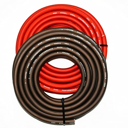 2 Gauge Premium Extra Flexible Black/RED, Amplifier Power/Ground Amp Wire Feet Cable Roll, All Season (20 FEET RED & 20 FEET Black)