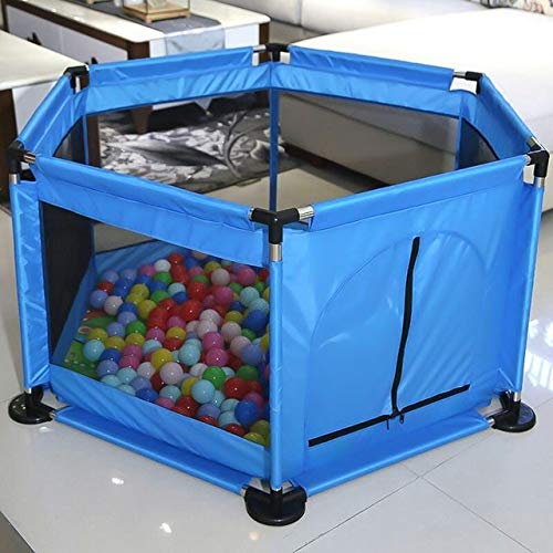 Baby Playpens - Baby Playpen Children Safety Barrier Pool Balls Foldable Kids Basketball Football Field For 0-6 Years Old Game Tent Railing (Blue)