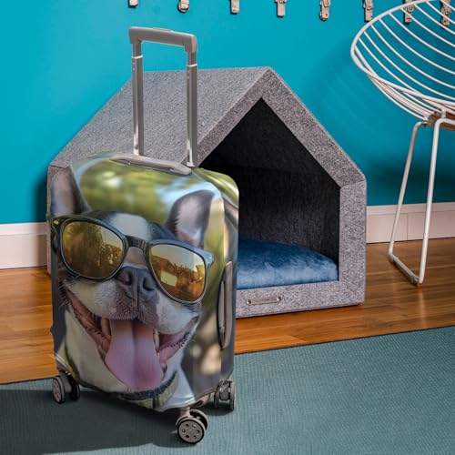 V-DECORPARKS Boston Terrier Luggage Cover - Dog's Face Suitcase Covers For Luggage, Washable Durable Fade-Resistant Suitcase Cover, Luggage Cover Protector Fits 18-32 Inch Luggage, Series 033
