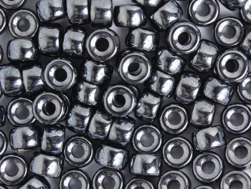 9mm Czech Glass Crow Beads 100pcs Opaque Black Hematite Luster DIY Jewelry Making Crow Beads