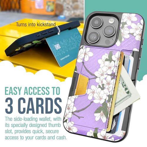 Image of Smartish iPhone 15 Pro Wallet Case - Wallet Slayer Vol. 2 [Slim + Protective] Credit Card Holder w /Kickstand - Drop Tested Hidden Card Slot Compatible w /Apple iPhone 15 Pro - Very Cherry Blossom