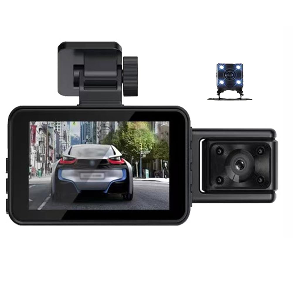 3 caméras dash cam avec rétroviseur clair pour angle mort réduit