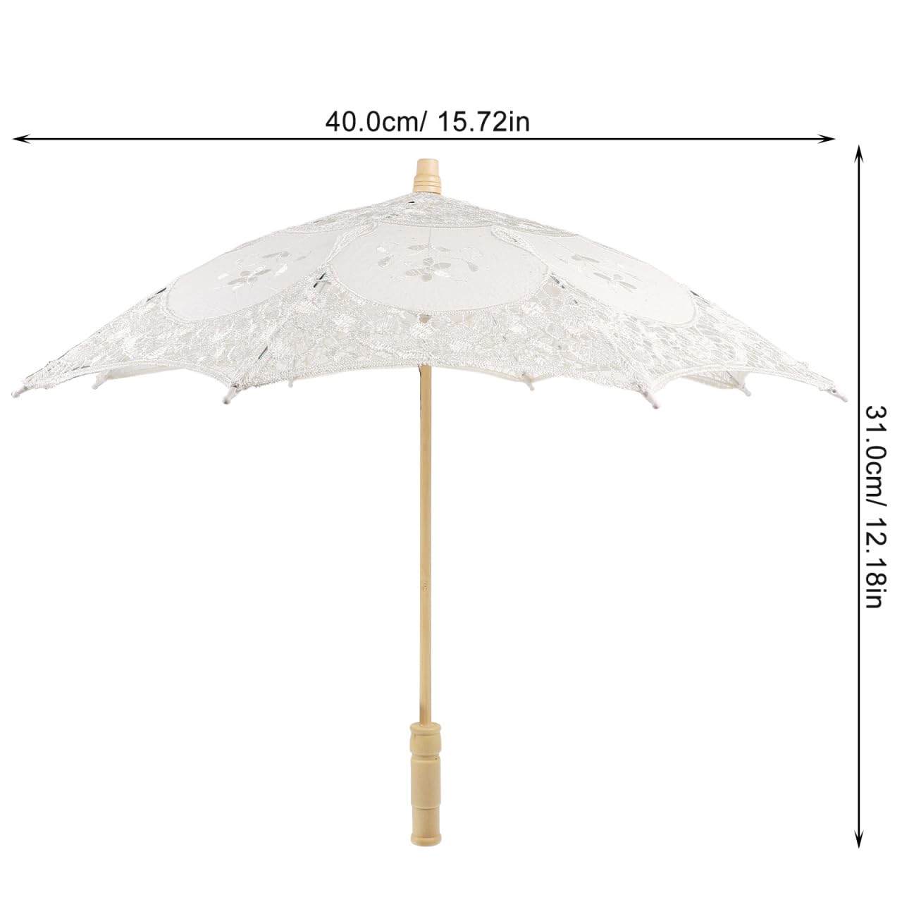 Garneck Parapluie de Mariage en Dentelle Beige 38 Cm Double Couche, Ombrelle Élégante pour Demoiselles D’honneur, Accessoire Photo et Cérémonie, Parapluie Léger 64 G pour Cérémonie