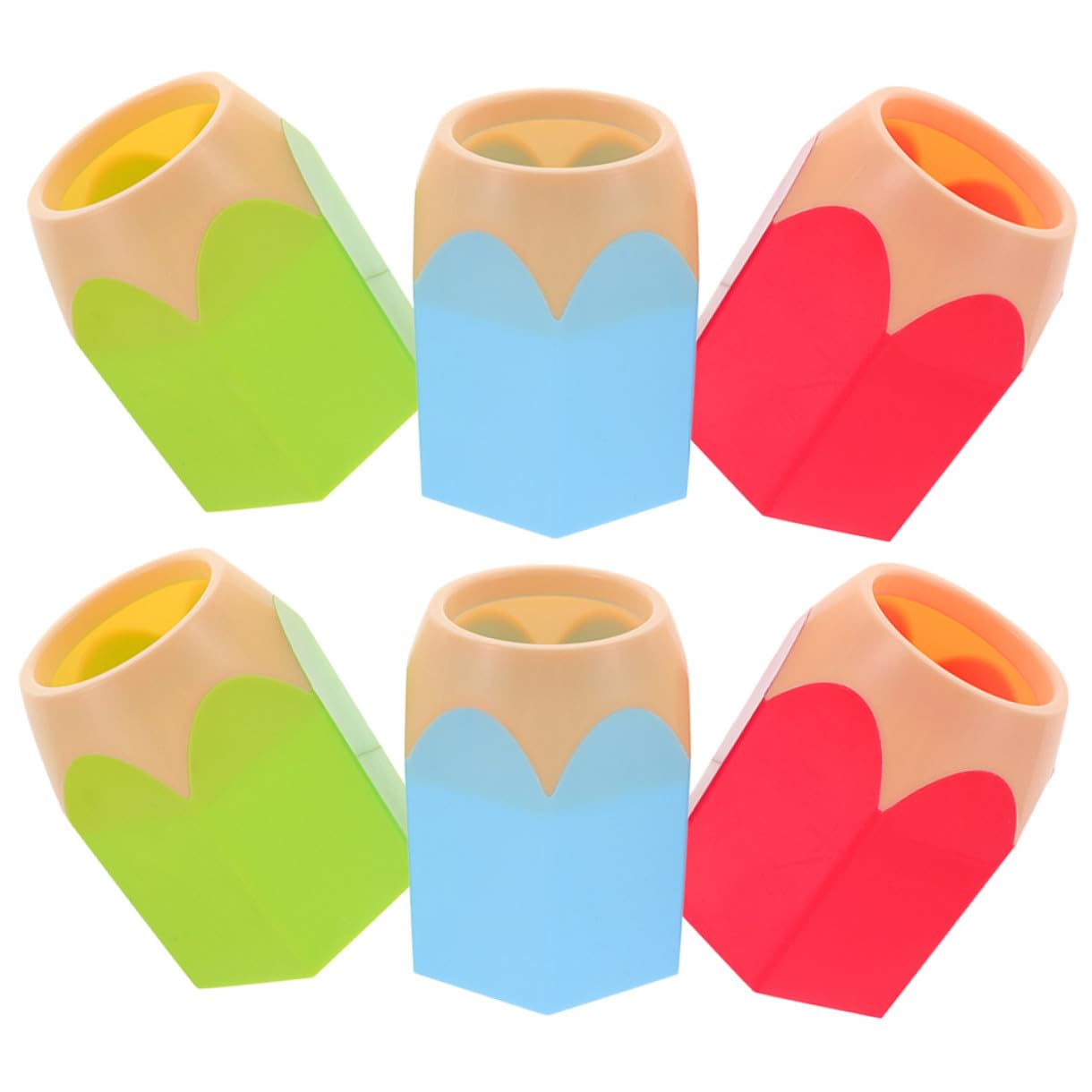 Lot de 6 Pots à Crayons en Abs Colorés et Multifonctions, Rangement Compact pour Bureau et Maison, Style Mignon et Simple Adapté aux Étudiants Style Aléatoire