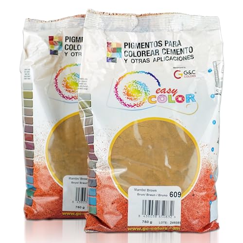 Easy Color KITS dos bolsas de 750 g pigmento Marrón 609. Pigmento para cemento, mortero y hormigón