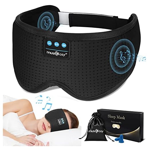 MUSICOZY White Noise Sleep Headphones, Bluetooth Sleep Mask 3D Wireless Music Sleeping Headphones Earbuds for Insomnia Yoga Travel Office Relax Cool Tech Gadgets Gifts