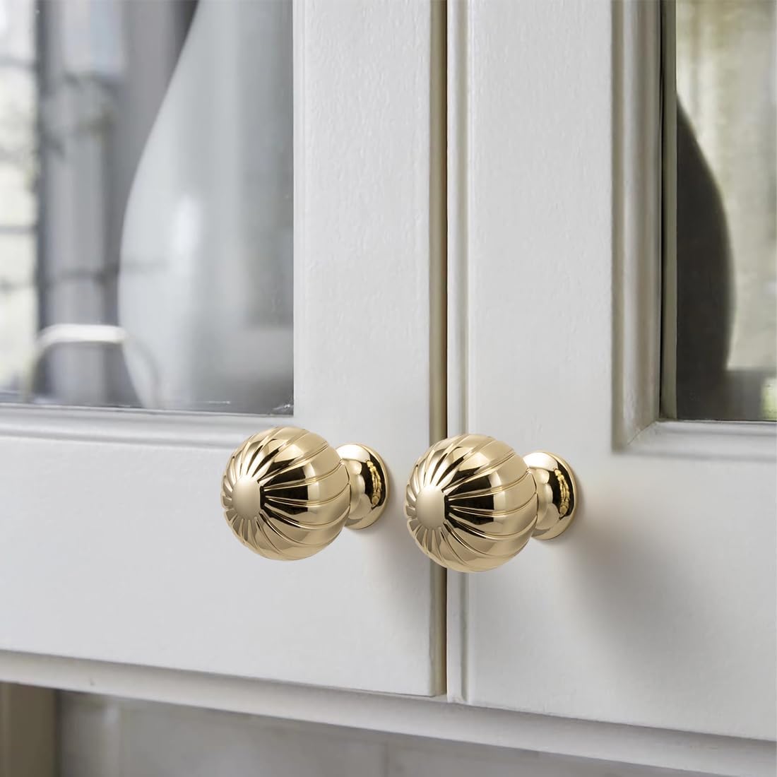 YAGU Modern 10 Pack Polished Brass Kitchen Drawer Knobs Bright Gold Cabinet Pulls Dresser Solid Hardware for Cupboard Wardrobe Closet