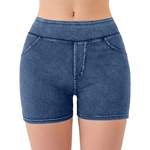 AMDOLE Pantalones vaqueros para mujer, deporte, ocio, yoga, vaqueros, pantalones vaqueros para hombre, rasgados, azul claro, XXL