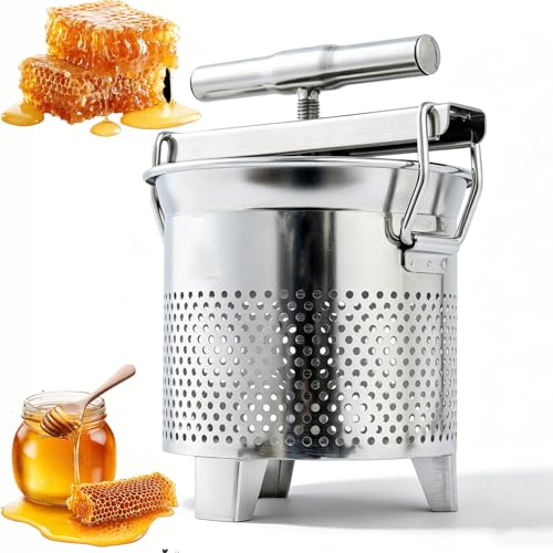 RKXKJ Honigpresse Mit Wachsextraktion, 1,8 L, Manuell, Aus Edelstahl, Für Gemüse, Joghurt, Fetttrennung, Bienenwachs, Fruchtwein