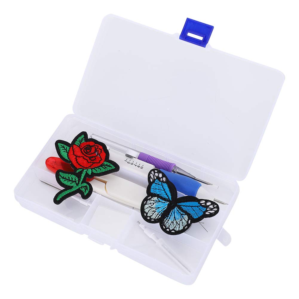 Ensemble d'aiguilles à poinçonner, Manche en Acier Inoxydable TPR, 3 Tailles, kit de Bricolage Bleu, pour Broderie, Couture, oreillers, tentures murales