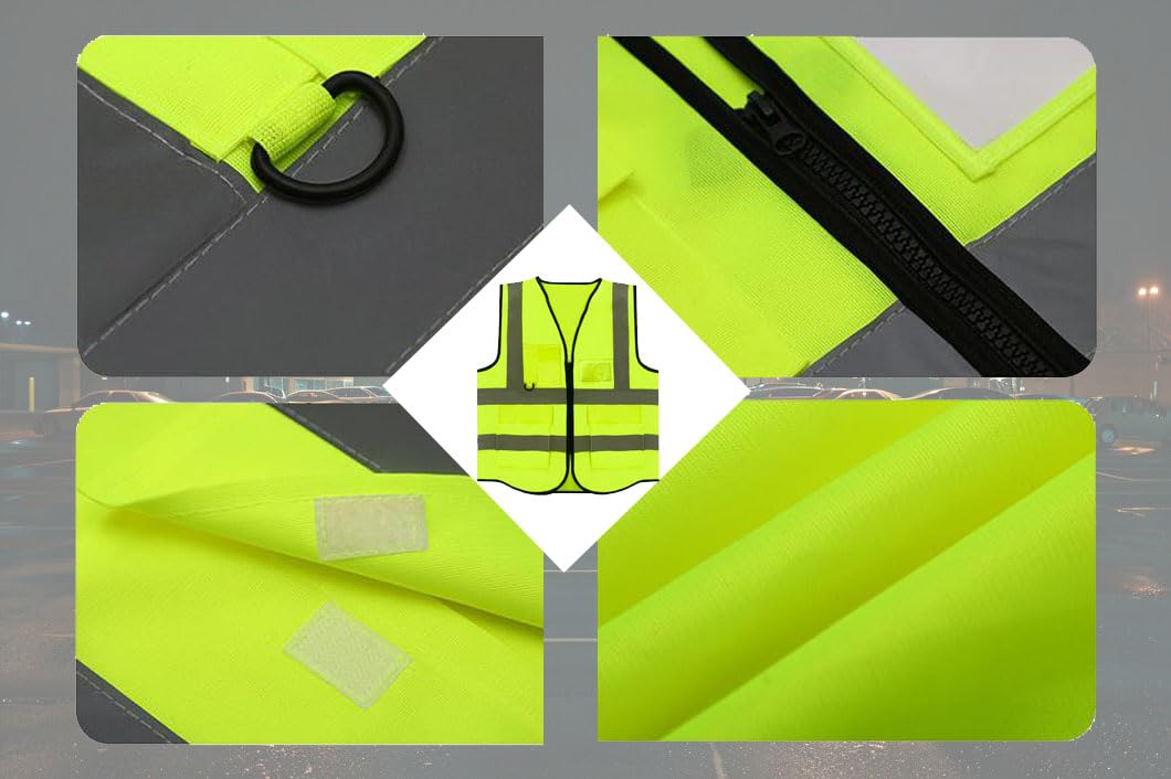 Voarge Hi Vis Vests for Men Women with Pockets Zipper Front 360° Reflective All-Round, Reflective High Visibility, M - Image 3