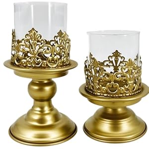 2 PCS Golden Candle Holders, Hurric...