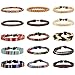 Milacolato 15pcs Hommes Femmes Linge Corde Chanvre Cordons Bois Perles Ethniques Bracelets en Cuir Bracelets en Cuir