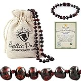 Baltic Amber Necklace And Bracelet Gift Set (Unisex Cherry) - Certified Premium Quality Raw Baltic Amber
