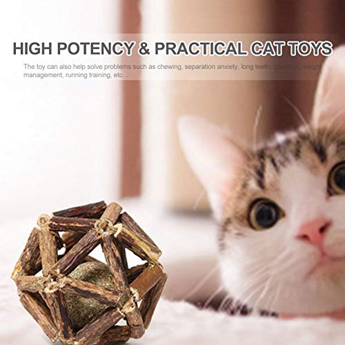 Brinquedos para bolas de gato,Catnip Ball Toys Natural Silvervine Sticks Catnip Chew Toys Rodada Gir