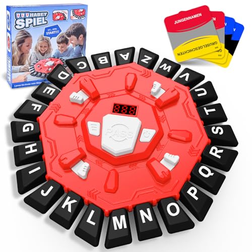 Pmgud Wörter Spiel Buchstaben Spiel Drücken mit Timer Deutsch Familienspiele Brettspiele Partyspiele Wortspiel für Kinder und Erwachsene Gesellschaftsspiele für 2-8 Personen