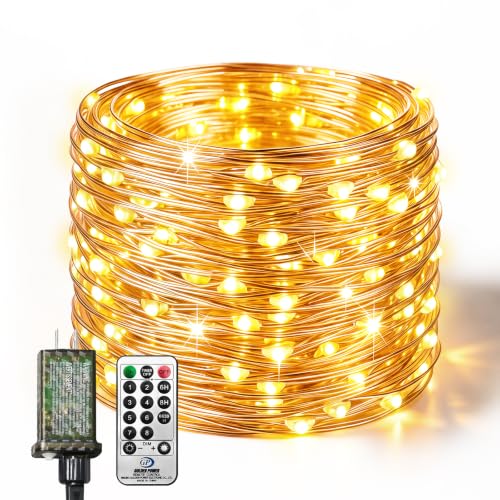 btfarm Fairy Lights Plug in with Remote 33FT 100 LED Outdoor Twinkle Lights Waterproof with Timer 8 Modes Indoor String Lights for Bedroom Patio Garden Wedding Christmas Decoration Warm White