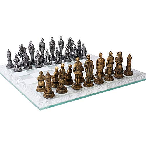 Cadeau jeu d'échecs chevalier médiéval plateau verre pour passionné