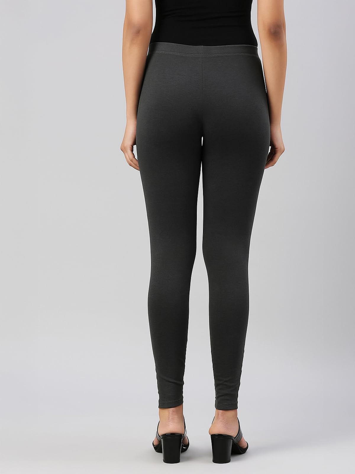 JUNEBERRY Leggings da donna in cotone e lycra (taglie S-2XL) (nero, beige, bianco, grigio, marrone, rosa e rosso vinaccia)
