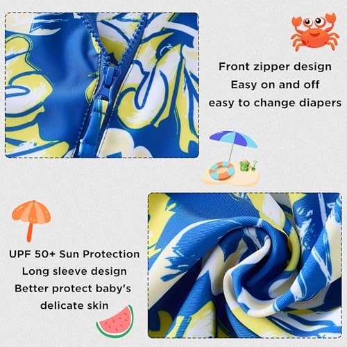 Image of Baby Girls' One Piece Swimsuit Long Sleeve Rash Guard Swimwear