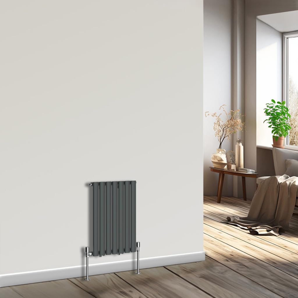 NRG Horizontal Oval Column Radiator 600x413mm Single Panel Designer Bathroom Central Heating Anthracite