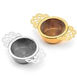 Gurxi 2 Stück Tee e Teefilter Gold Teesieb Klein Leaf Spice Filter Teesieb Filter Tee-Ei Kleines Teesieb 304 Edelstahl Tee-Ei Rund Teefilter Heimgebrauch Teesieb zum Filtern von Tee Verwendet