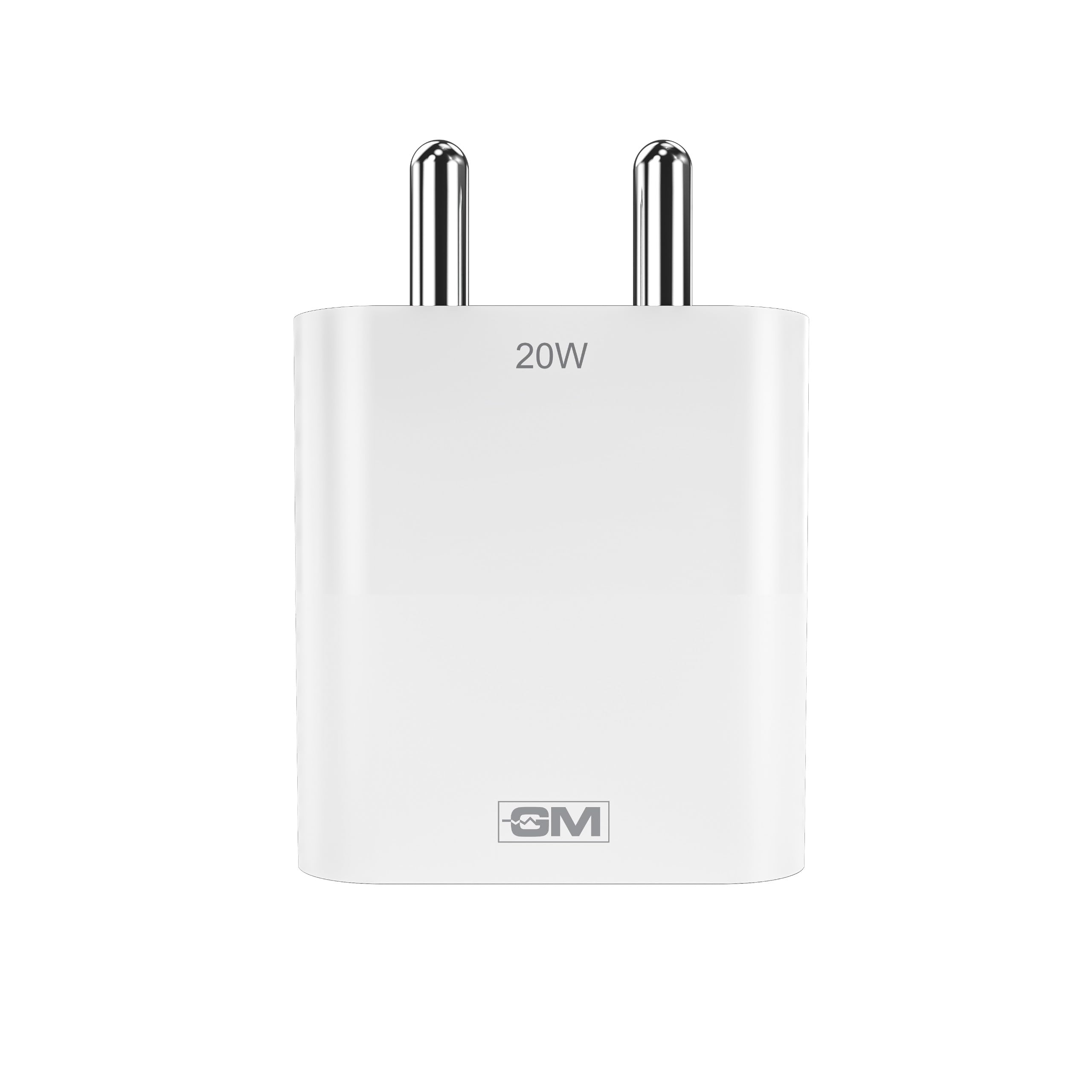 GM G+ 20W Dual-Port Charger - Compact Design with High Power Delivery, Combined Output of Dual Port 24W | 2-in-1 PD QC 3.0 Charger, Type C and USB A Adaptor for iPhones and Android Phones