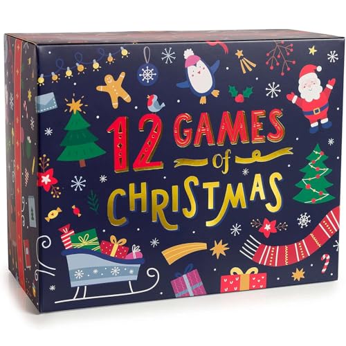 Gutter Games 12 Games of Xmas - 12 Hilarious & Festive Xmas Games Perfect Xmas Stocking Fillers Xmas Family GamesKids & Adults Adult Party Gamesa Fun & Festive Xmas Party White (XMS-001)