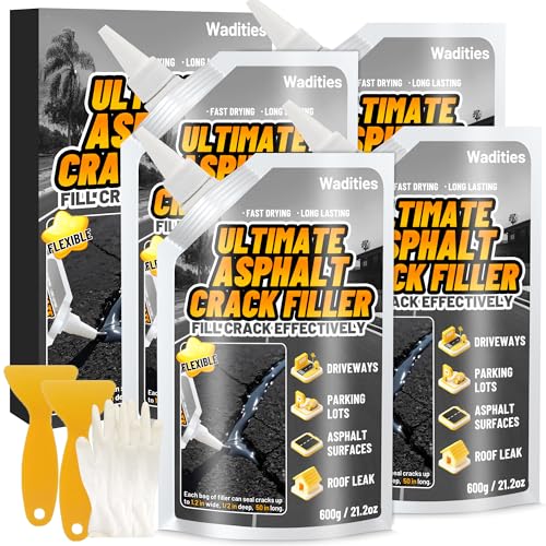 Asphalt Crack Filler 5.3LB High Elasticity Cement Crack Filler Self Leveling Waterproof Repair Sealant for Driveway Walkway Blacktop Concrete Joint Outdoor Quick Drying Sealer - Black