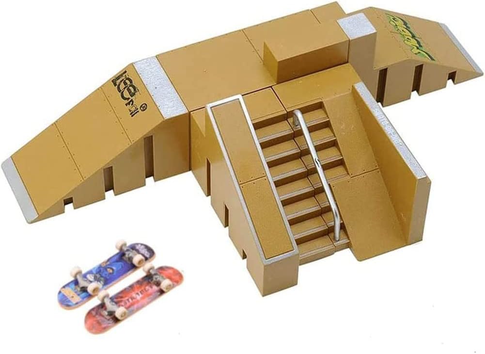 Finger Skateboard Venue Combination Set Mini Finger Board Mini Skateboard Ramp Tools Fun Skateboard Place Play Set Toy Gift for Boys Girls (8091b)