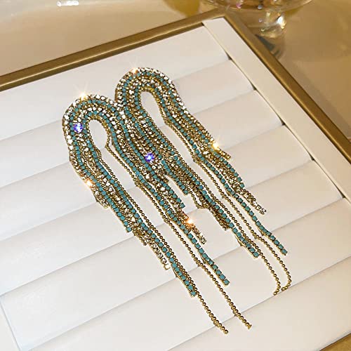 Rhinestone Tassel Earrings For Women Hypoallergenic, Crystal Chandelier Earrings Long Tassel Earrings Fringe Crystal Dangle Earrings #TOP5