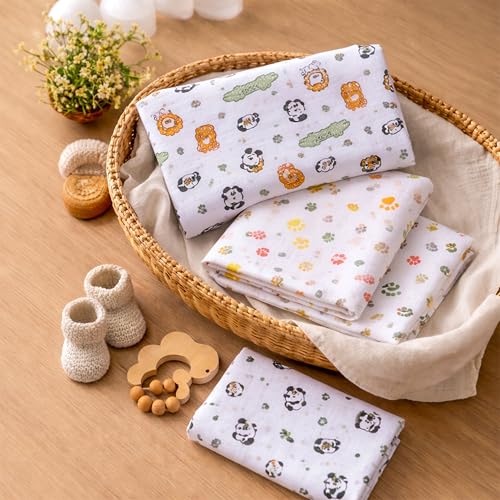 Image of Mee Mee 100% Cotton Muslin Swaddle Wrap for Newborn Baby(100x100 cm)(PK-3) | Soft, Breathable, Lightweight, Quick-Dry, Skin Friendly | Multi-Use Baby Blanket,Nursing Cover,Stroller Cover (Panda)