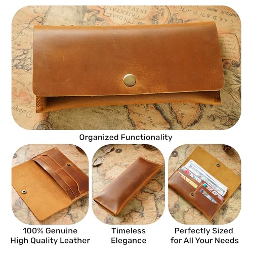 HIFA Leather Wallet Women, Purses for Women - Soft Touch Rustic Leather, Retro Style, 4 Card Pockets with Cash Slot, Compact Convenience and Ideal Gift - Wallets for Women, Womens Wallet, Brown2