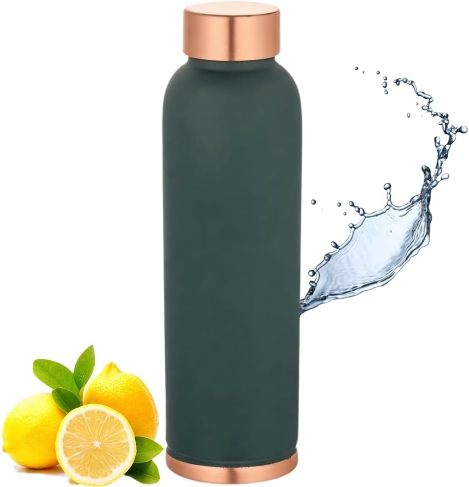 Pure Copper Designer Water Bottle with Advanced Leak Proof Protection, Ayurveda and Yoga Health Benefits & BPA Free, Leak Proof, Office Bottle, Yoga Bottle, Travel Bottle - 32 floz