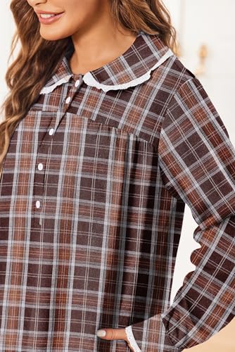 Ekouaer Womens Flannel Nightgowns Cotton Christmas Nightgown Long Sleeve House Coat with Pockets S-3XL2
