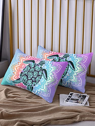 Hosima Sea Turtle Bedding ,Coastal Beach Themed Bedding Queen Size For Kids Teen Girls Boys Room Decor, Mandala Turtle Comforter Cover With 2 Pillowcases. thumb #2