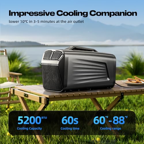 Image of Outohome 5200BTU Portable Camping Air Conditioner For Tent Outdoor and Indoor Use,400W Low Power for RV,Truck,Van and Car Cooling (Dark Grey)