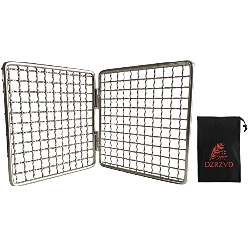 DZRZVD-The Bushcraft Foldable Backpacker's Grill Grate - Welded Stainless Steel Mesh (Camping Fire Rated)-4.7"X9.4"