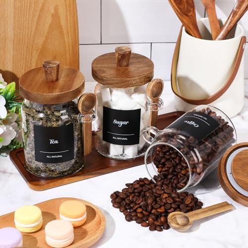 Image of Suclain 3 Pcs Glass Coffee Container Set, 20 oz, Acacia Brown