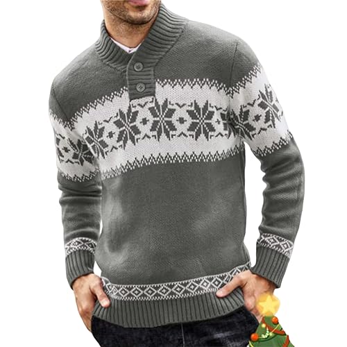 Men’s Casual Christmas Sweater Slim Fit Ugly Knitted Xmas Knitwear Holiday Knit Snowflake Pullover Sweaters
