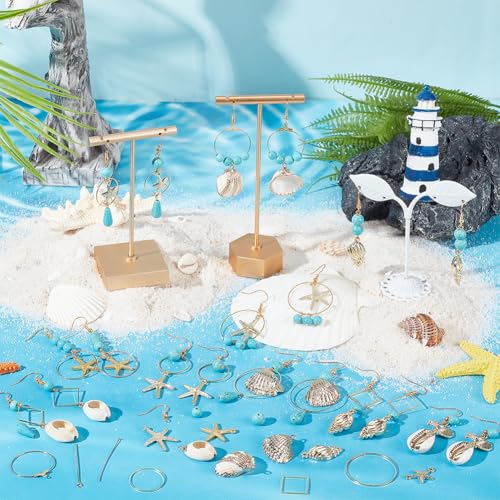 SUNNYCLUE 1 Box 10 works Sea Dangle Earrings Making Kit Starfish Charms Ocean Animal Charm Lucky Turquoise Beads Natural Shell Charms for jewellery Making Kits Beginners Women Adults DIY Supplies - Image 4